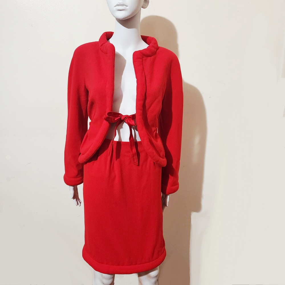 Red Two-Piece Skirt Set